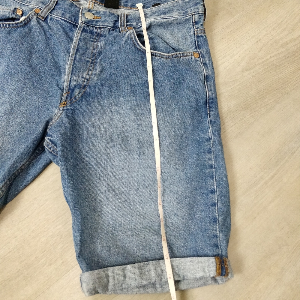 💯 Cotton Men's slim fit low waist blue jean shorts - Picture 6 of 13